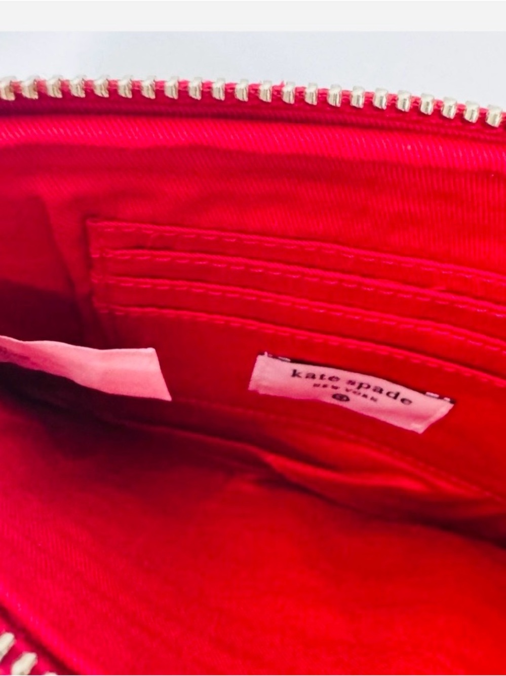 kate spade Beaded Red Zip Pouch with added foldable tote NWT - Picture 5 of 9